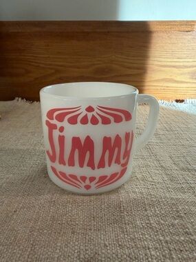 Fire King milk glass Pink 'Jimmy' Mug